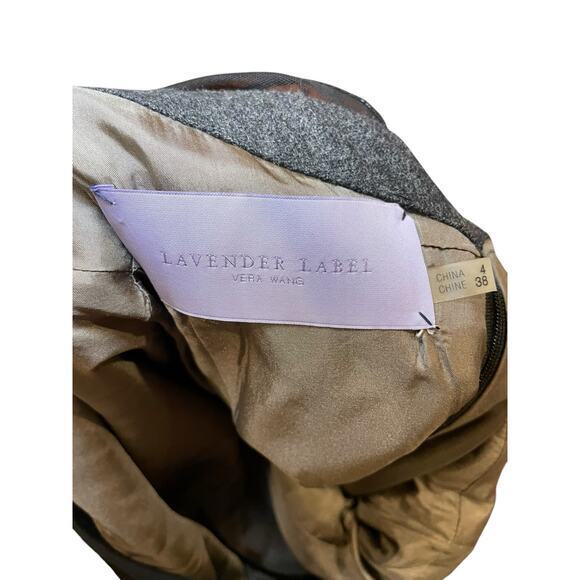 Vera Wang Lavender Label Women 4 Wool Silk Cap Sleeve Cocktail Dress Grey Black - Picture 8 of 13